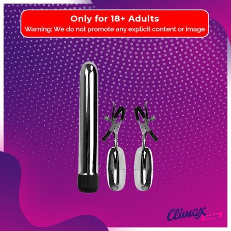 Fun Vibrator and Nipple Clamp Fiery Combo FV-018